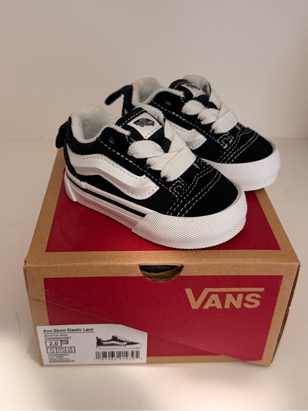 Vans Kids Black & White Low-Top Sneakers